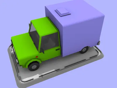 Cartoon Low Poly Truck Low-poly 3D model