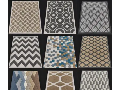 Rugs collection 3d model area rug with geometric design Low-poly 3D model
