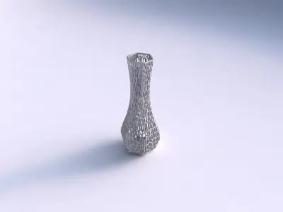 Vase larger opening hexagon with dense organic lattice 2 3D print model