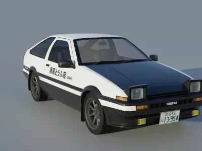 Toyota Trueno AE86 Initial D stylized Low-poly 3D model