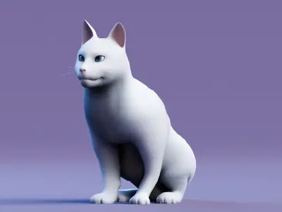 Low poly - Stylized cats - Khao Manee Cat Low-poly 3D model