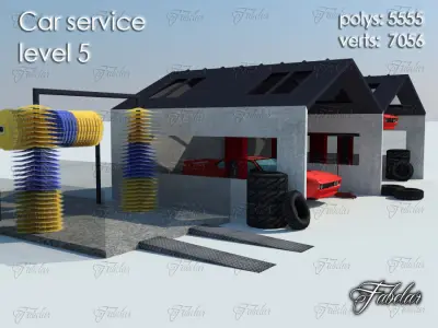 Car service level Low-poly 3D model