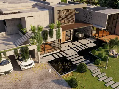MODERN LUXURY HOUSE MODEL AND RENDER MODERN HOUSE DESIGN 3D model