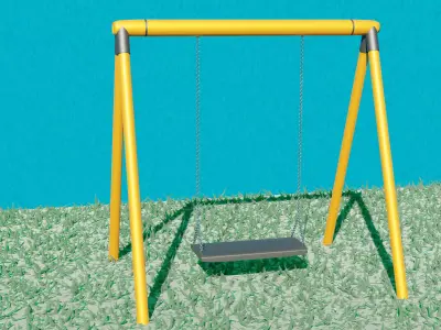 Swing set in grass 3D model
