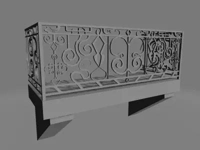 Balcony wrought iron railing Free low-poly 3D model
