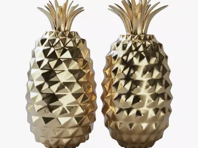 Golden Pineapple Decorations 3D model