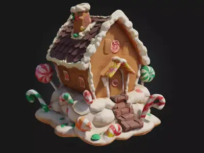 Gingerbread Dreamhouse  A Whimsical World of Sweetness 3D model