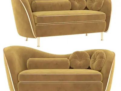 Kooper 2 Seater Sofa Deep 3d model Low-poly 3D model