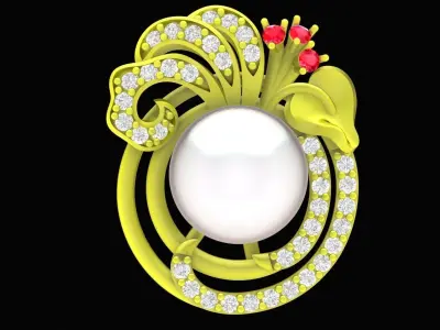 Luxury Pearl Diamond Ring for Women  4699 3D print model