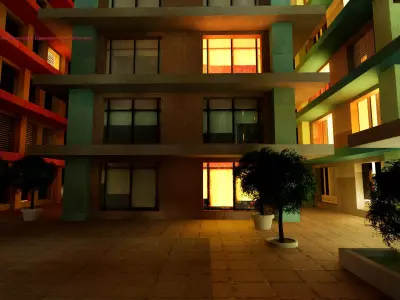 City Downtown Skyscraper Street - Night - Unreal - Lot 01 Low-poly 3D model