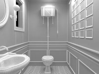 3D Bathroom Model with portrait of lady 3D model