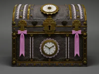 Girly Decorated Treasure Box Free 3D model