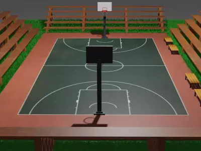 Back-street basketball court 3D model