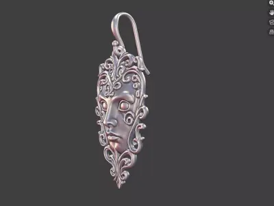 Face earrings Pendant With Scrollwork Detail 3D print model