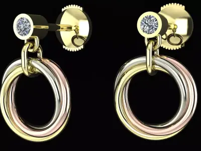 Trinity earrings  brilliant-cut diamonds 3d printing model 3D print model