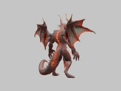 Red Dragon Wyvern 3D Model Low-poly 3D model