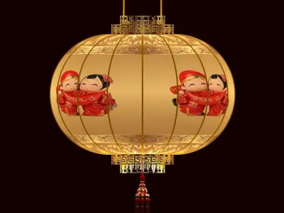 Chinese red lantern 3D model 39