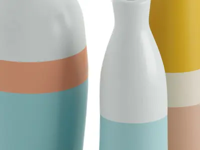 Set of 3 hand painted ceramic vases 3D model