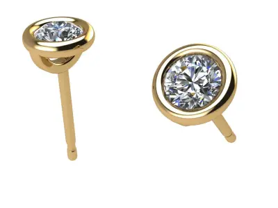 Solitaire Round Bezel Stud 4 mm 3D print model