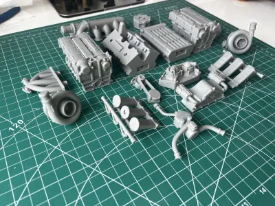 HIGH DETAIL McLaren MP4-4 Engine - 16 parts for 3D Printing 3D print model