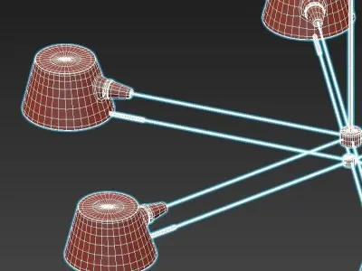 spread modern chandelier with six lights 3D model