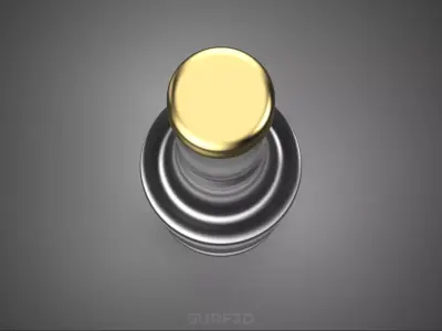 LUXURY CLEAR GLASS EMPTY BEVERAGE SOFT DRINK BOTTLE GOLD CAP TAL 3D model