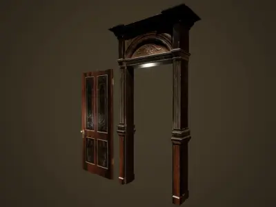 Antique Door - PBR Game Ready Low-poly 3D model