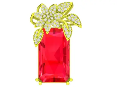 Luxury Diamond Emerald Flower Pendant 3D Model A4704 3D print model