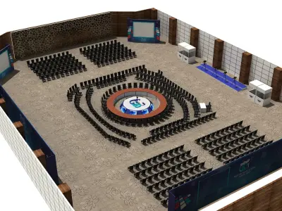 G20 Countries Meeting Stage And Setup 099 3D model