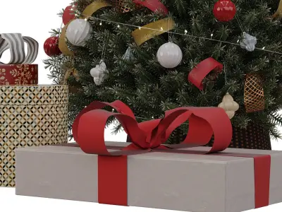 Christmas tree with decor Low-poly 3D model