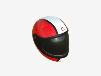 Cartoon Helmet Kart A01 Red - Character Design Low-poly 3D model