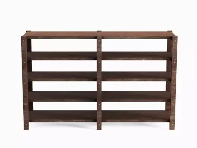 Long Pottery Shelf 04 Low-poly 3D model