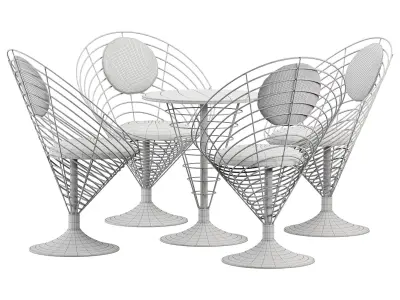  White Metal Dining Chair Velvet Upholstered Balloon Chair 3D model