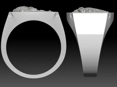 Medusa man ring Sculpture jewelry Gold silver 3D print model