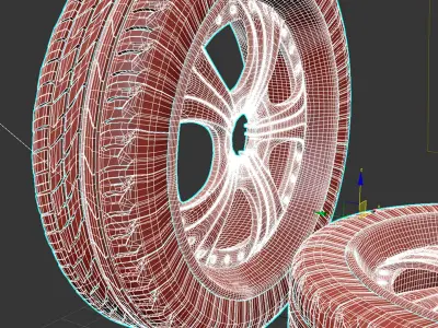 Wheel and tire 3D model