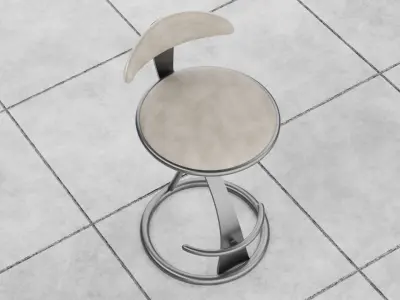 Luxury Leather Bar Stool Low-poly 3D model