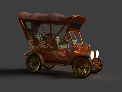 Chinese vintage car   Low-poly 3D model
