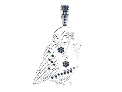 OWL BIRD SAPPHIRE PENDANT 3D PRINTABLE MODEL  3D print model