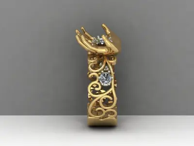 Flower in Hand Ring  3D print model