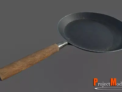 Frying cooking pan-Version001 Low-poly 3D model