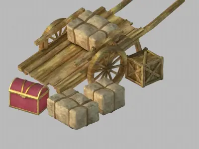 Game Transportation - Wooden Carts 3D model