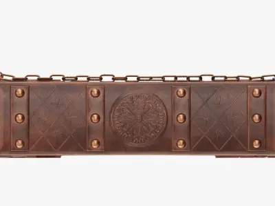 Old book in leather decorated 02 3D model