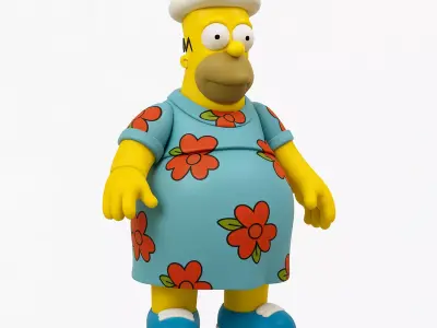 Fat Homer Simpson Tropical Floral Dress toy 3D print model