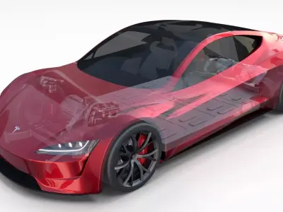 Tesla Roadster 2020 with interior and chassis 3D model