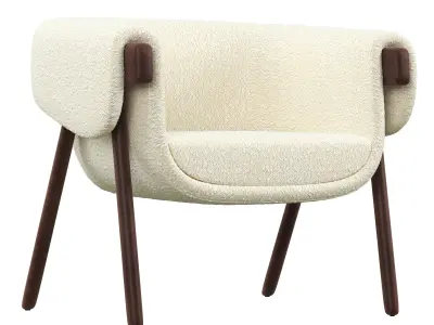 Monica chair with wooden legs and fabric 3D model