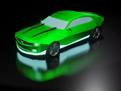 Low Poly Car With Glossy Green 3D model