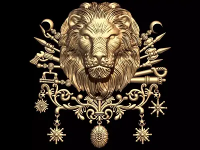 Lion Brooch 3D Cad Model 3D print model Free 3D print model
