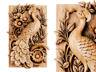 Ornamental Wooden Wall Art 3d print and game ready 3D model