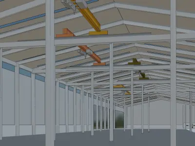 Warehouse with small crane 3D model
