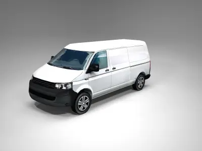 Transporter European  design panel van low poly Low-poly 3D model